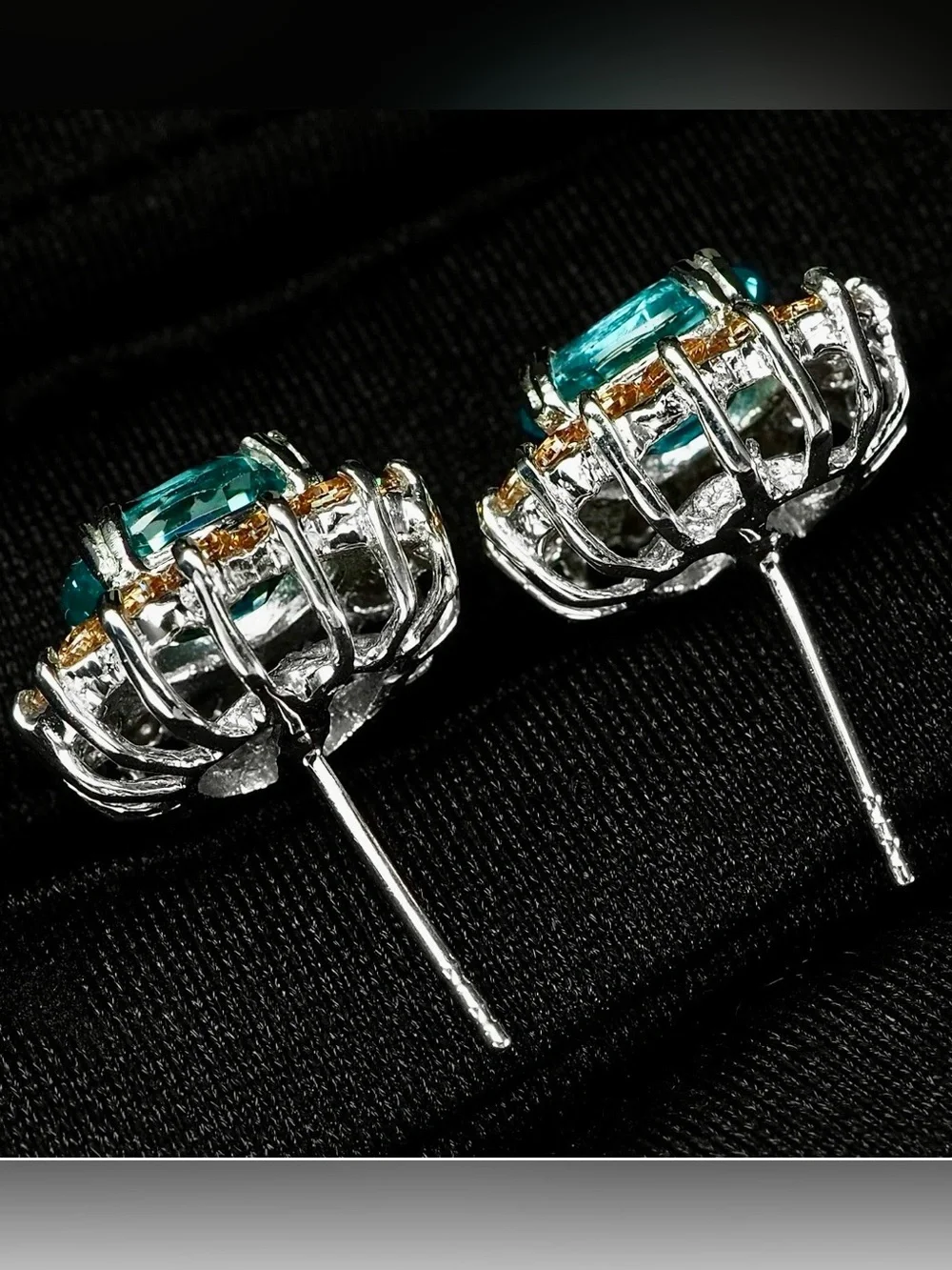 Champagne Sapphire Tourmaline Seafoam Green/Blue 14k white on Silver 7.65ct